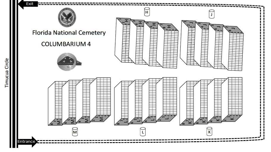 Florida National Cemetery columbarium 4 diagram.
